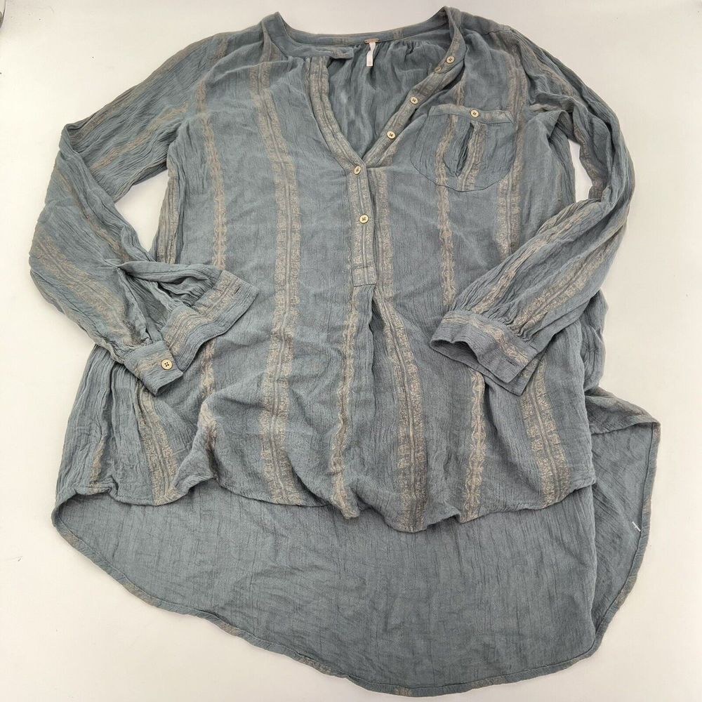 Free People Pop Over Black Stripe Blouse Size XS Rayon